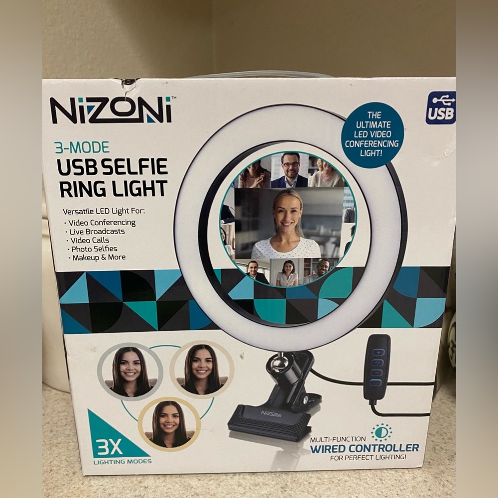 New Nizoni 3-Mode USB Selfie Ring Light | Wired Controller | NIB